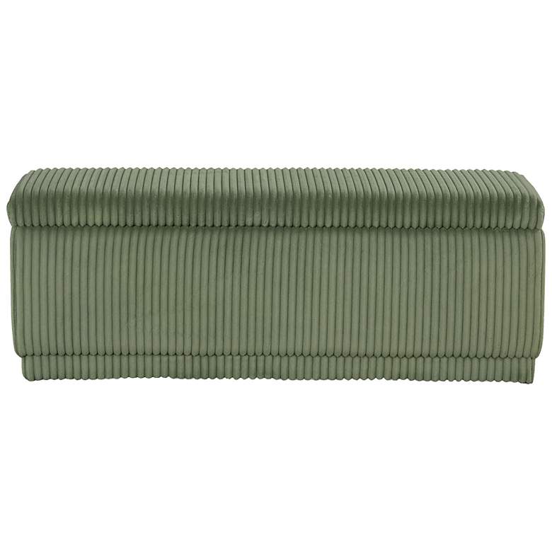 Image 4 Baraz 48" Modern Rectangle Green Chenille Corduroy Bench With Storage more views