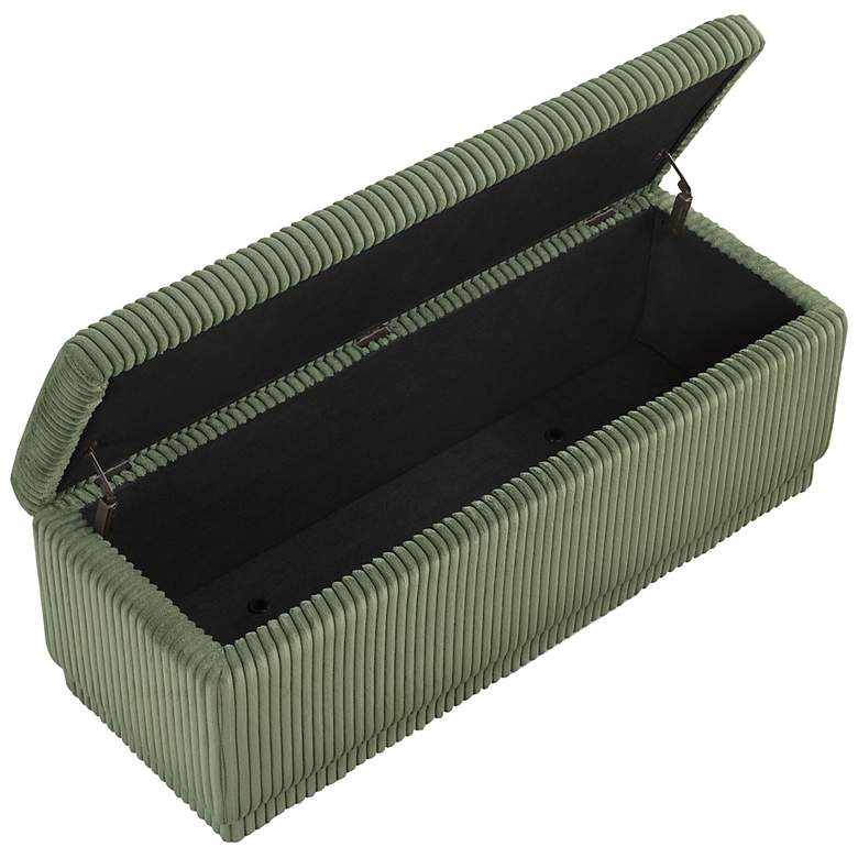 Image 6 Baraz 48" Modern Rectangle Green Chenille Corduroy Bench With Storage more views