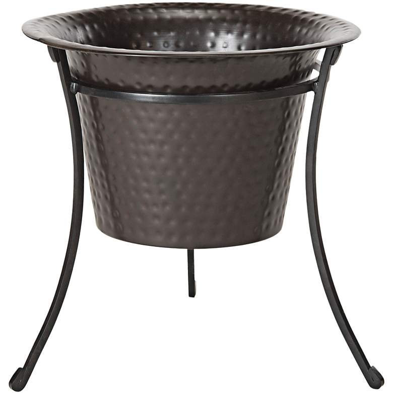Image 1 Barbados 18 inch Wide Narrow Hammered Bronze Fire Pit