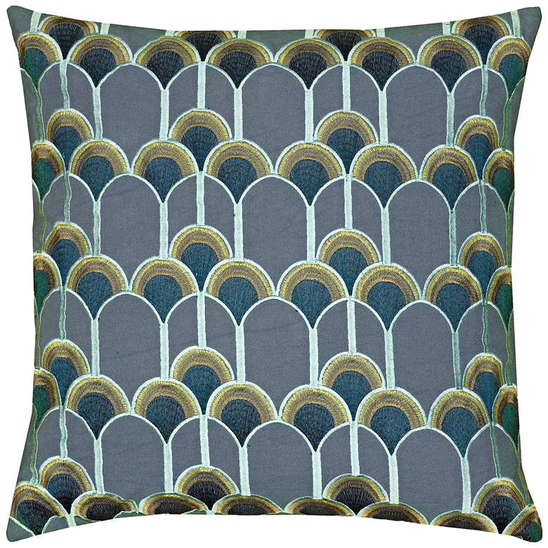 Image 1 Barbara Scallops Blue 20 inch Square Throw Pillow