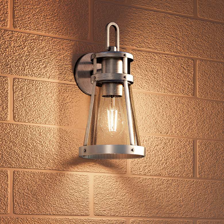 Image 1 Barber 1-Light Antique Brushed Aluminum Outdoor Wall Lantern