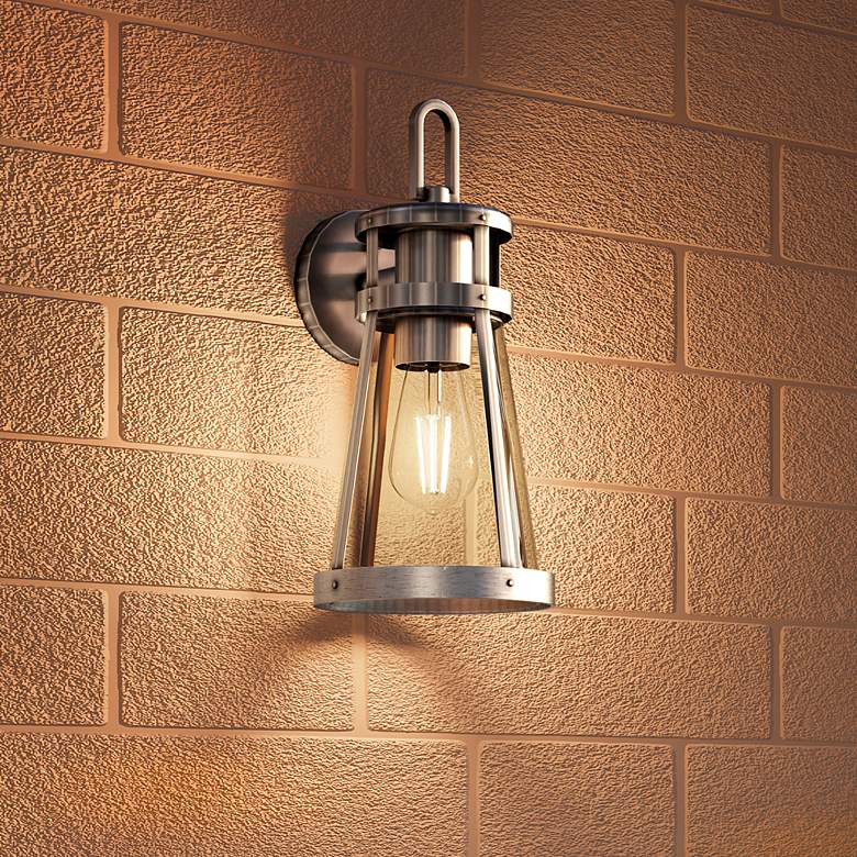 Image 1 Barber 1-Light Antique Brushed Aluminum Outdoor Wall Lantern