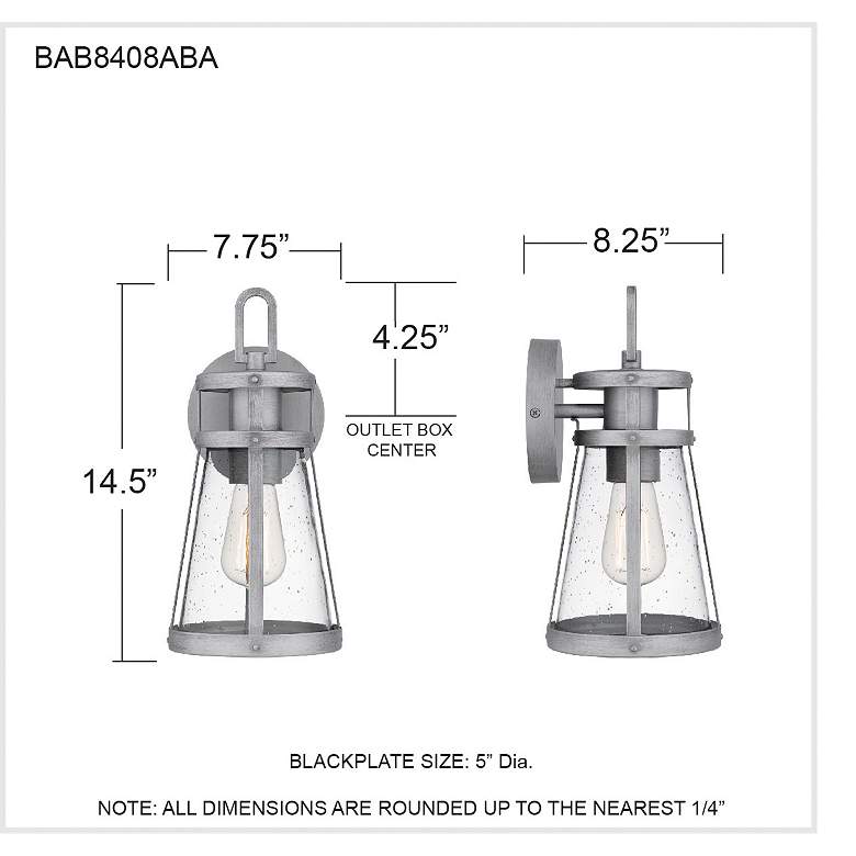 Image 7 Barber 1-Light Antique Brushed Aluminum Outdoor Wall Lantern more views