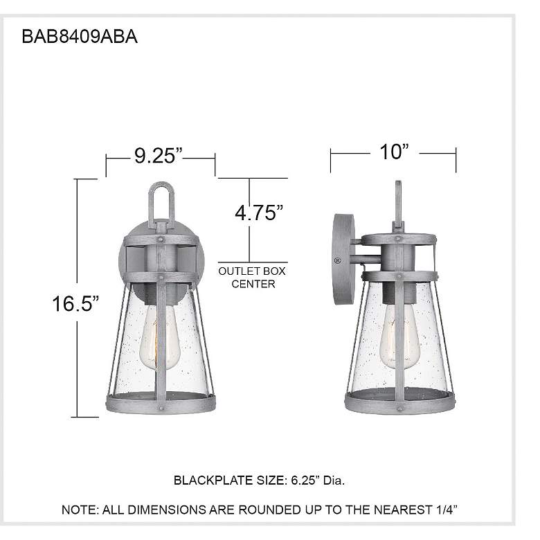 Image 7 Barber 1-Light Antique Brushed Aluminum Outdoor Wall Lantern more views