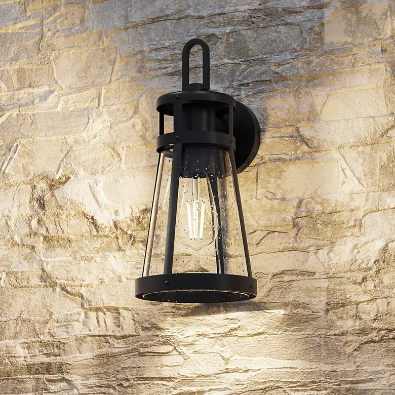 Image 1 Barber 1-Light Matte Black Outdoor Wall Lantern