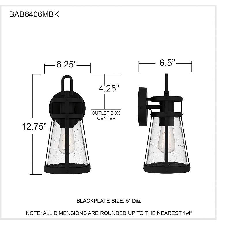 Image 7 Barber 1-Light Matte Black Outdoor Wall Lantern more views