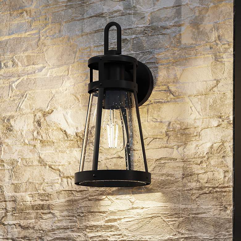 Image 2 Barber 1-Light Matte Black Outdoor Wall Lantern