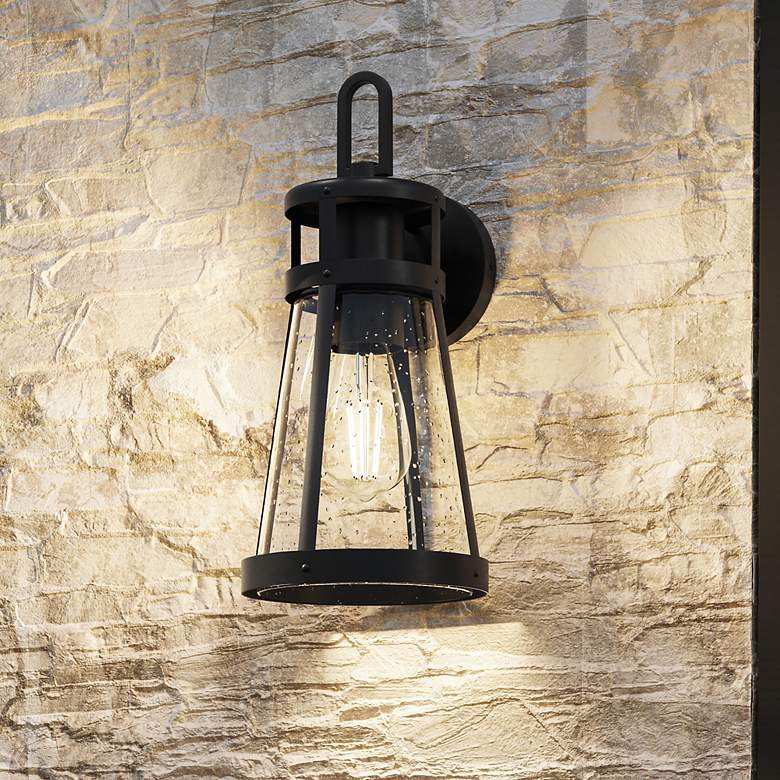 Image 1 Barber 1-Light Matte Black Outdoor Wall Lantern