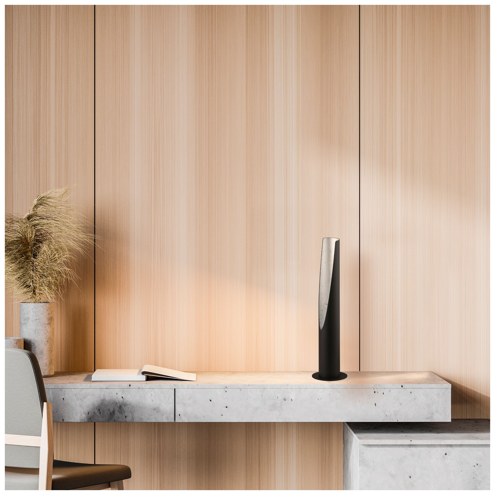 Image 3 Barbotto Matte Black And Silver Table Lamp more views