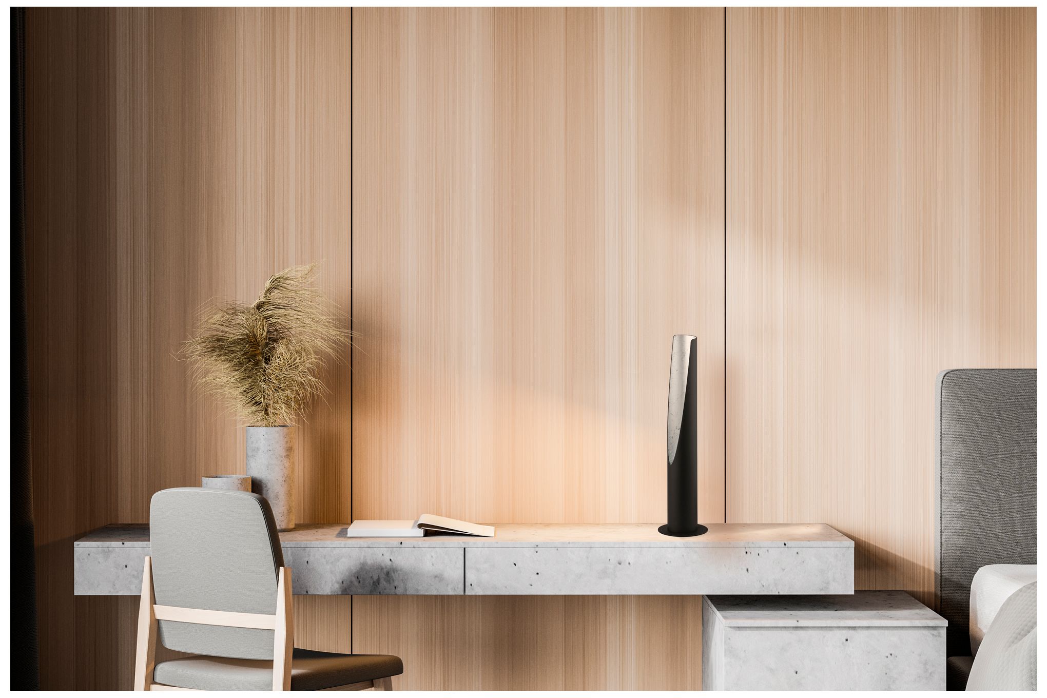 Image 5 Barbotto Matte Black And Silver Table Lamp more views