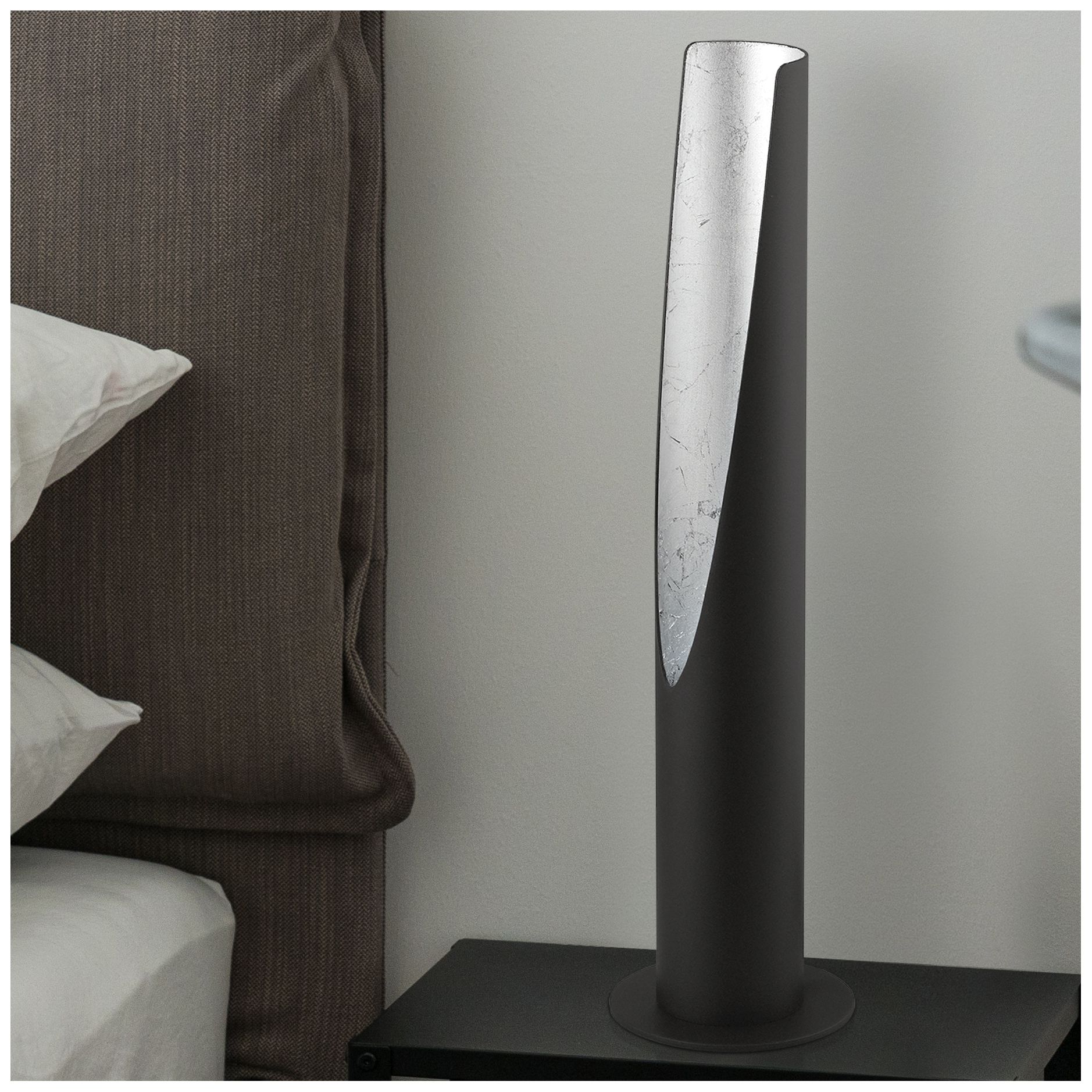 Image 6 Barbotto Matte Black And Silver Table Lamp more views