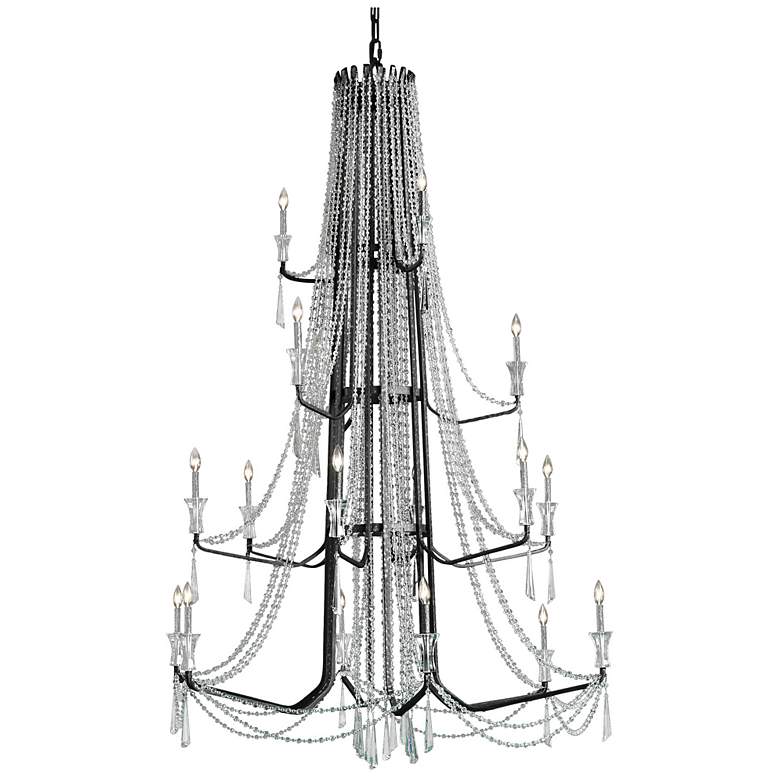 Image 1 Barcelona 18 Light 4-Tier Crystal Chandelier - Onyx