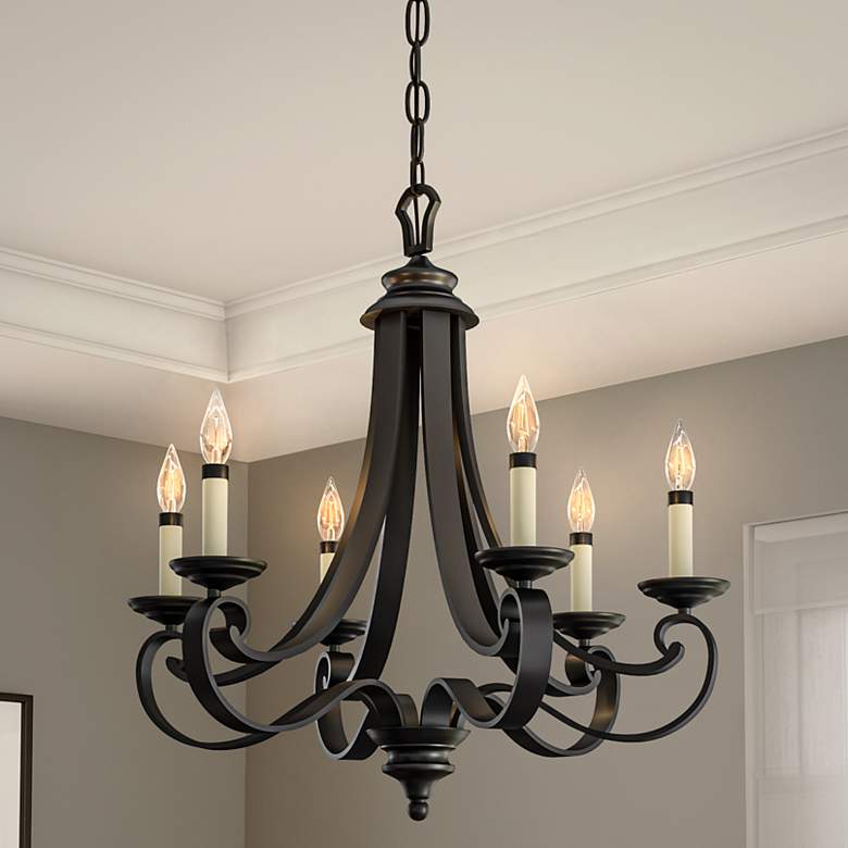 Image 1 Barcelona 25 1/2" Wide Natural Iron 6-Light Chandelier