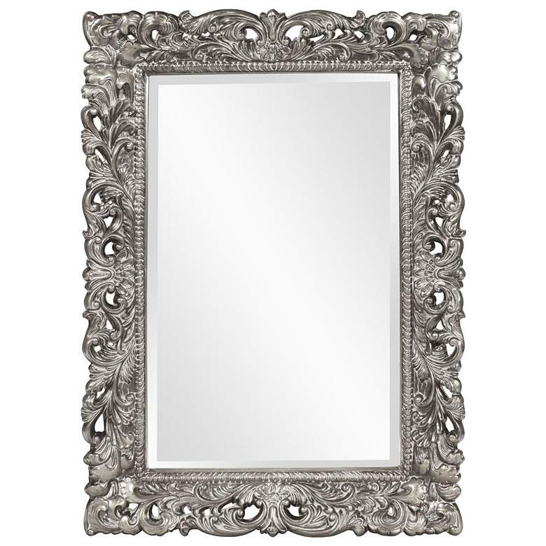 Image 2 Barcelona Glossy Nickel 33" x 45" Rectangular Wall Mirror more views