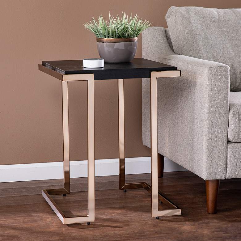 Image 1 Barcia 19 1/4 inch Wide Black Champagne Side Table