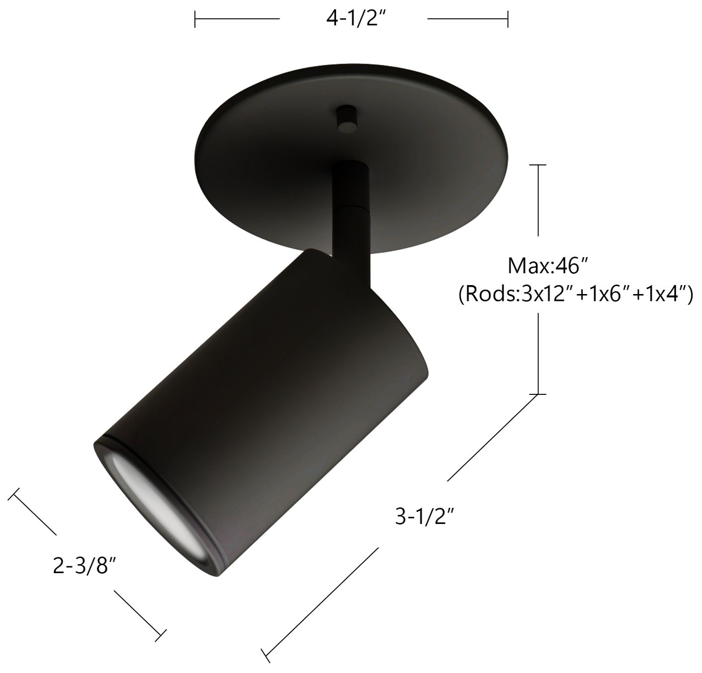 Barclay 2 1/2" Wide Black Adjustable Ceiling Light