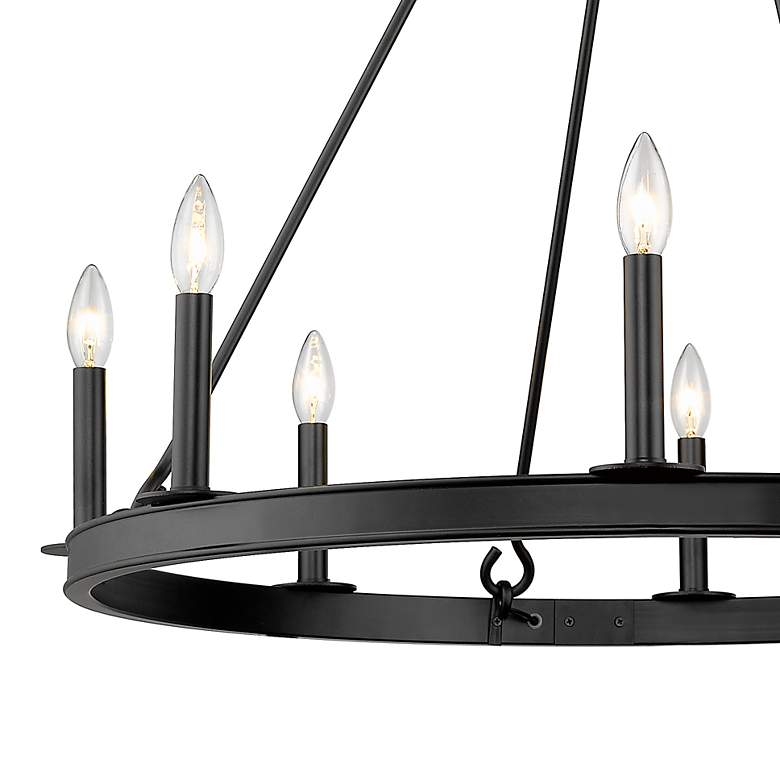 Image 4 Barclay 25" Wide Matte Black 8-Light Wagon Wheel Chandelier more views