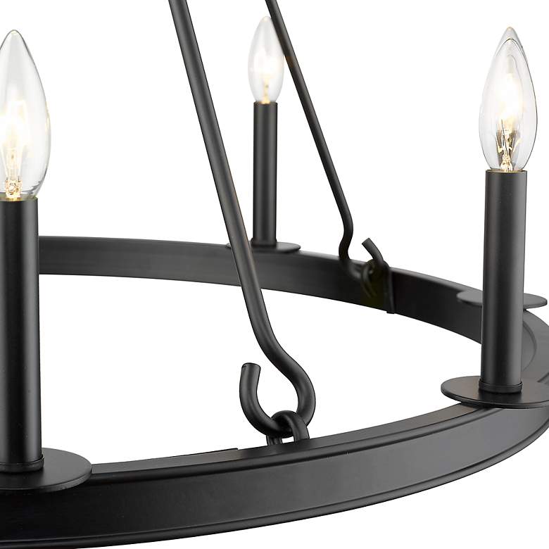 Image 5 Barclay 25" Wide Matte Black 8-Light Wagon Wheel Chandelier more views
