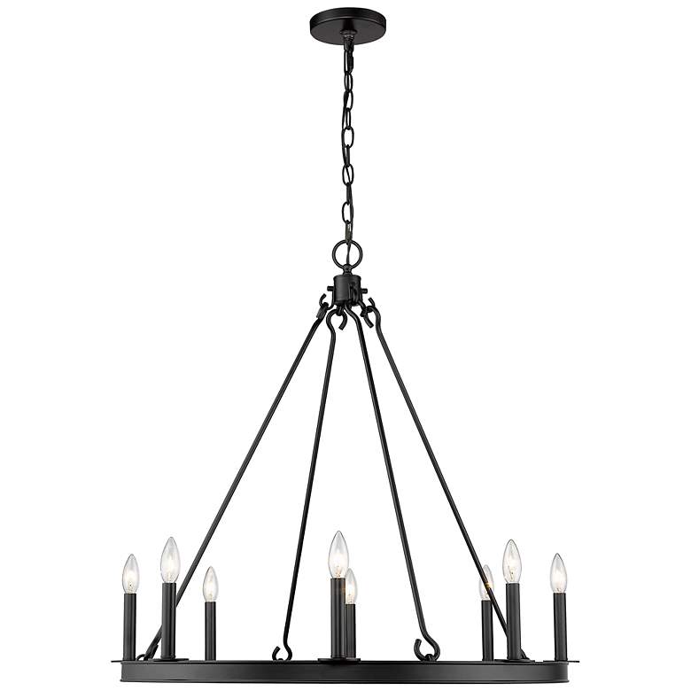 Image 6 Barclay 25" Wide Matte Black 8-Light Wagon Wheel Chandelier more views