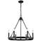 Barclay 25" Wide Matte Black Wagon Wheel 6-Light Chandelier