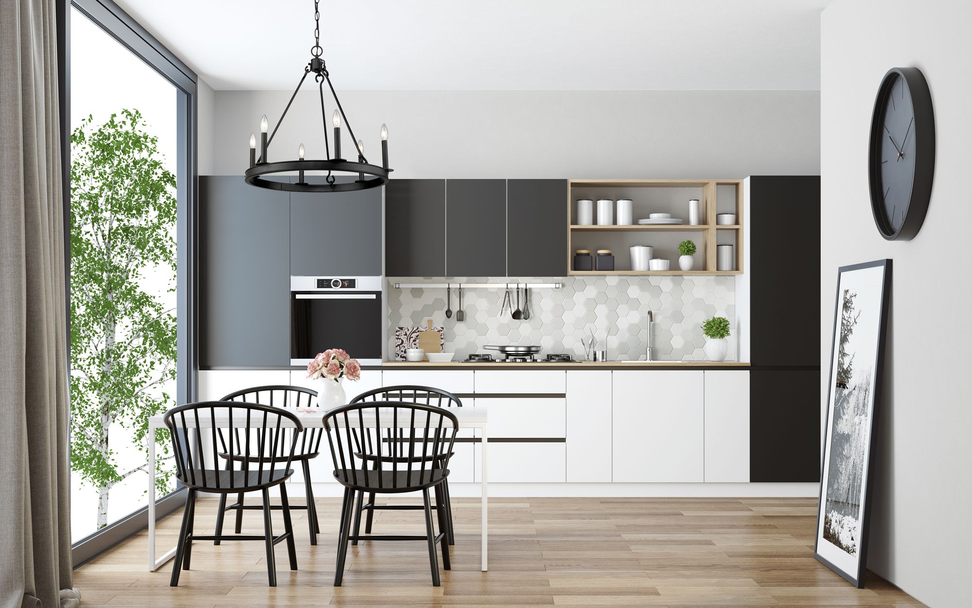 Image 4 Barclay 25" Wide Matte Black Wagon Wheel 6-Light Chandelier more views