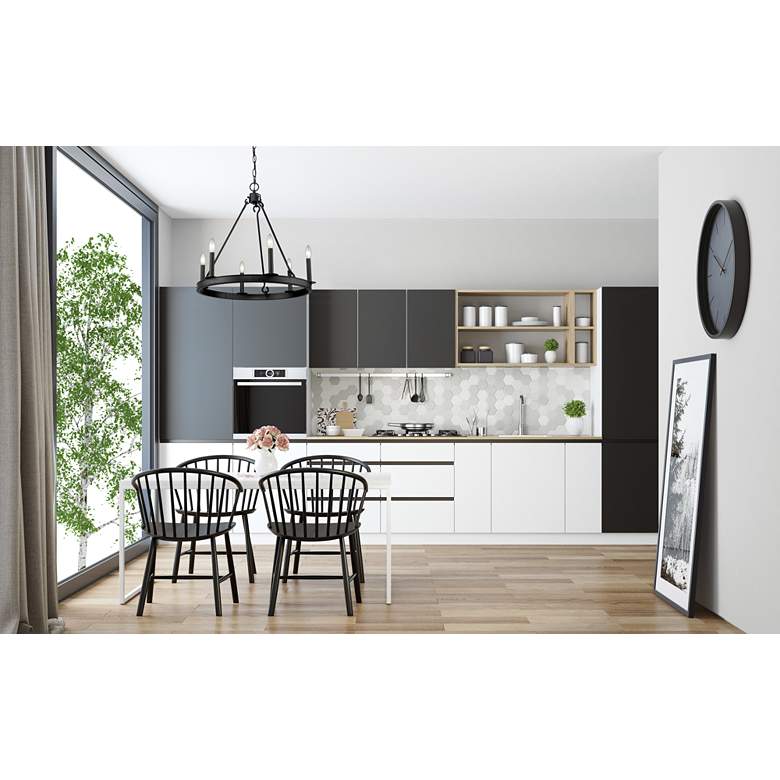 Image 4 Barclay 25" Wide Matte Black Wagon Wheel 6-Light Chandelier more views