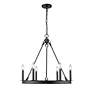 5_Barclay 25" Wide Matte Black Wagon Wheel 6-Light Chandelier more views