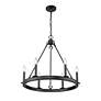 6_Barclay 25" Wide Matte Black Wagon Wheel 6-Light Chandelier more views