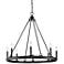 Barclay 33" Wide Matte Black 8-Light Wagon Wheel Chandelier