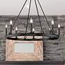 2_Barclay 33" Wide Matte Black 8-Light Wagon Wheel Chandelier