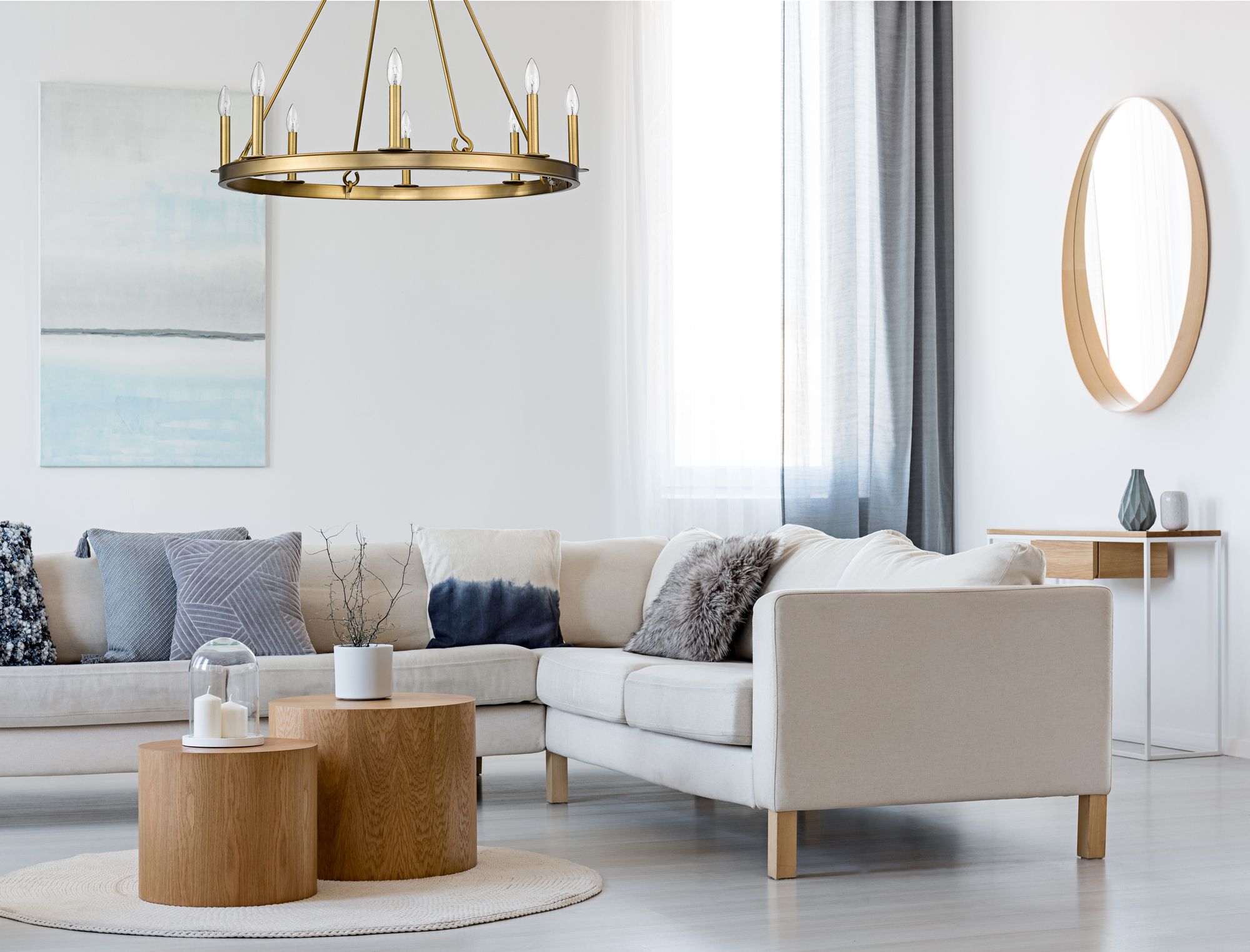 Barclay 33" Wide Olde Brass 8-Light Chandelier in scene