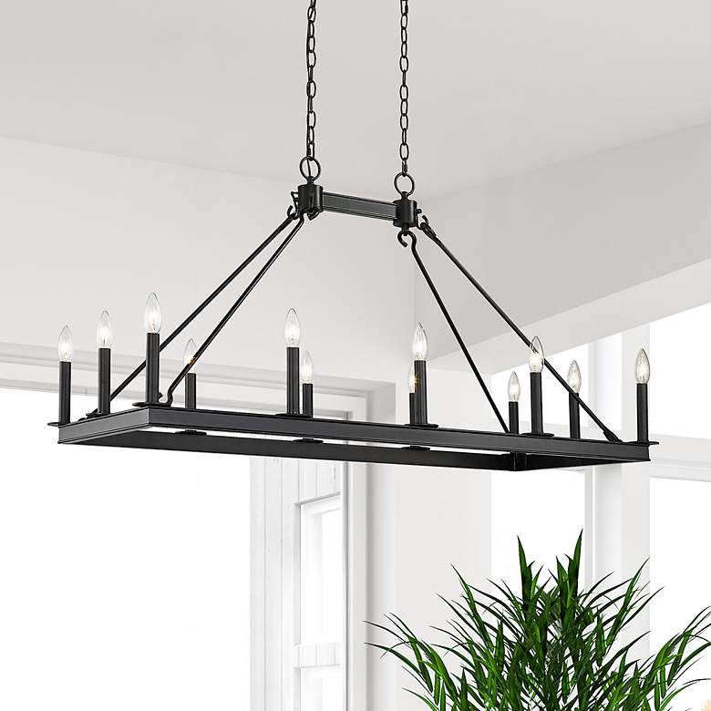 Image 1 Barclay 45" Wide Matte Black 12-Light Linear Chandelier