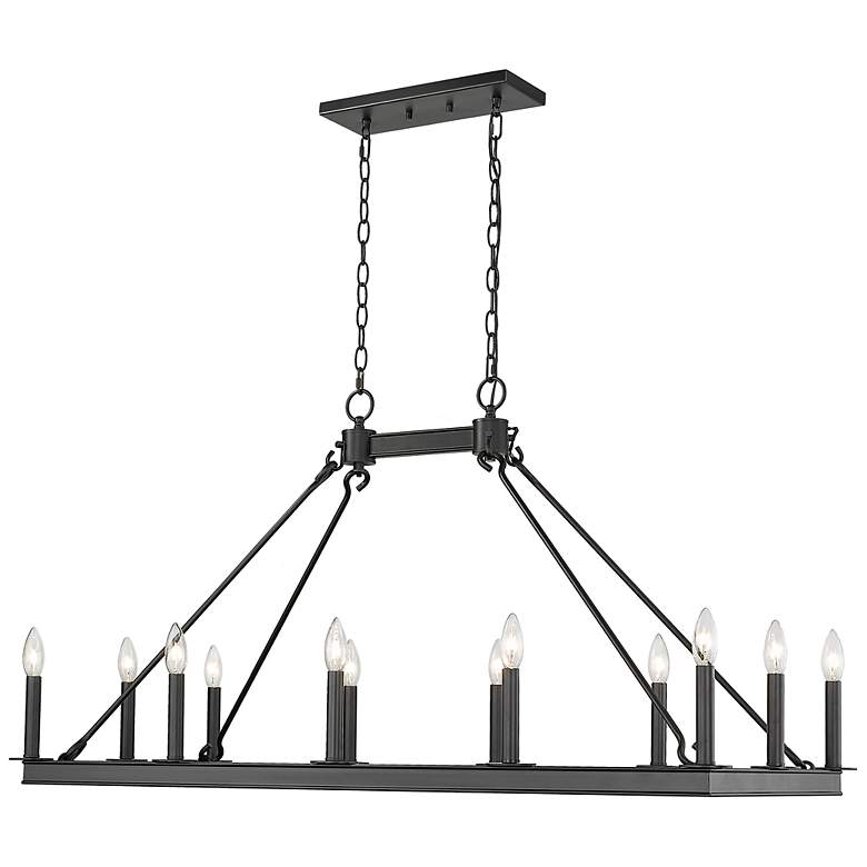 Image 6 Barclay 45" Wide Matte Black 12-Light Linear Chandelier more views
