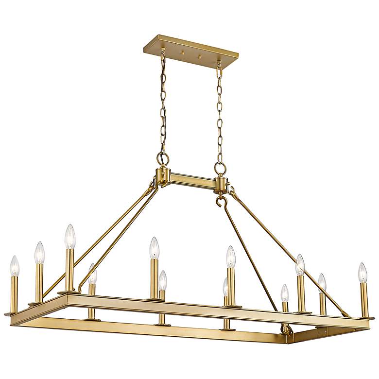 Image 2 Barclay 45" Wide Olde Brass 12-Light Island Chandelier