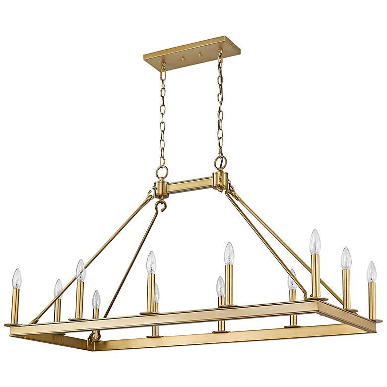 Image 7 Barclay 45" Wide Olde Brass 12-Light Island Chandelier more views