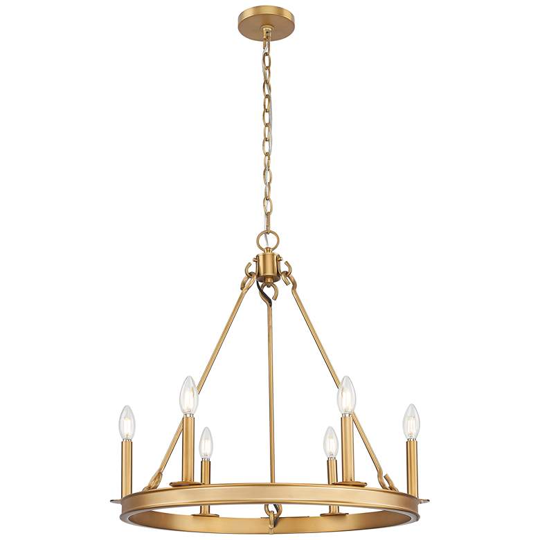 Image 1 Barclay by Z-Lite Rubbed Brass 25 inch 6 Light Chandelier