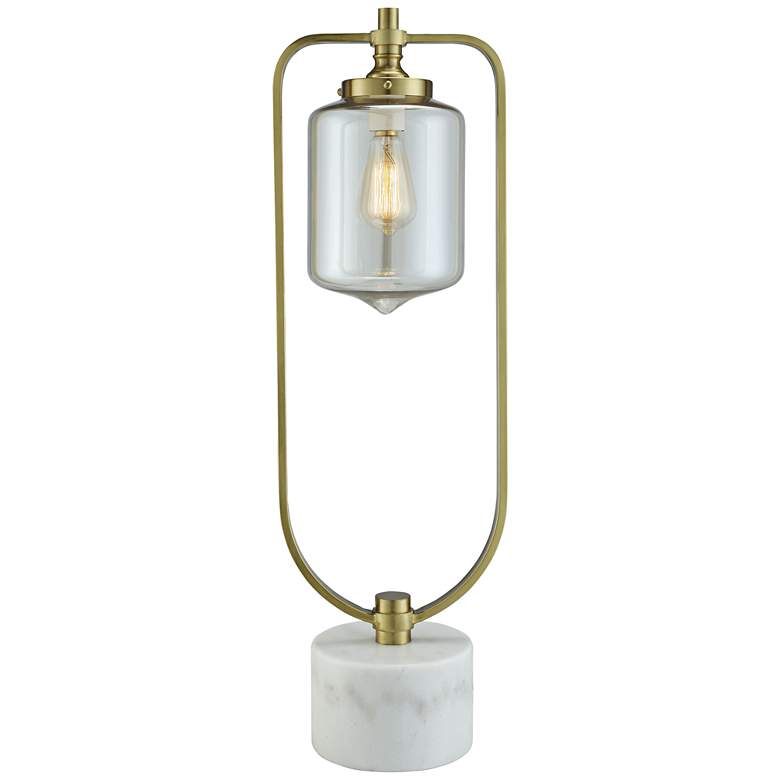 Image 1 Barclay Soft Brass and White Marble Uplight Table Lamp