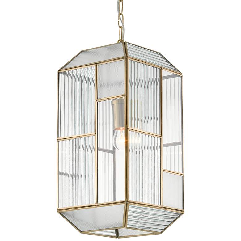 Image 1 Bardolph 8 1/2"W Antique Brass and Glass Mini Pendant Light