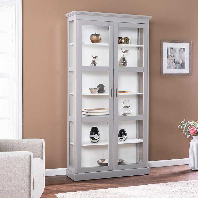 Image 1 Bardonton 39 1/2" Wide Cool Gray 6-Shelf Curio Cabinet