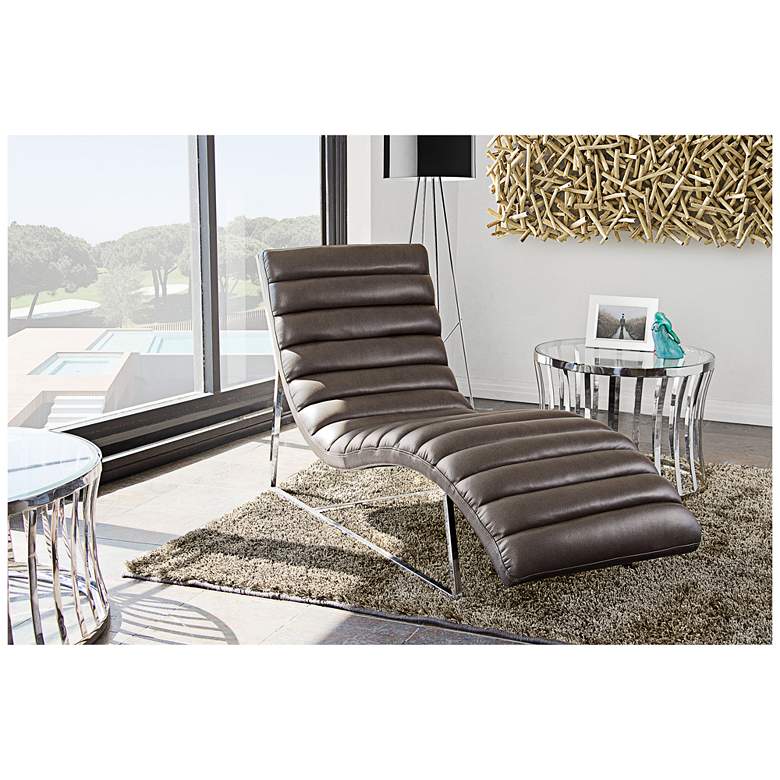 Image 1 Bardot 58 inch Wide Elephant Gray Modern Chaise Lounge