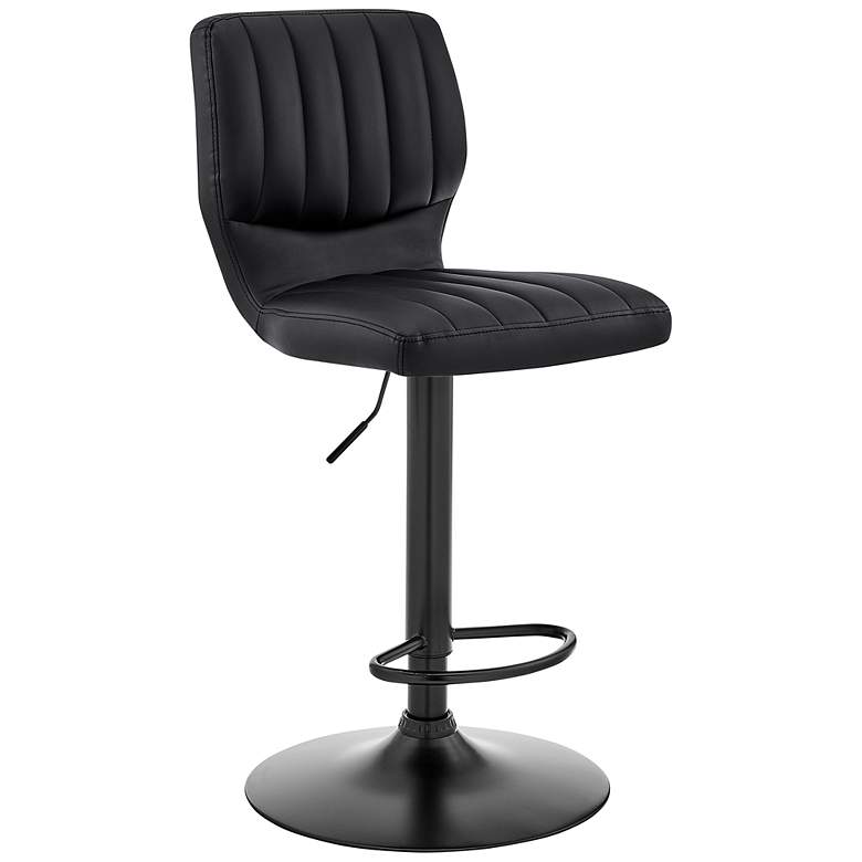 Image 2 Bardot Black Faux Leather Adjustable Swivel Tufted Bar Stool