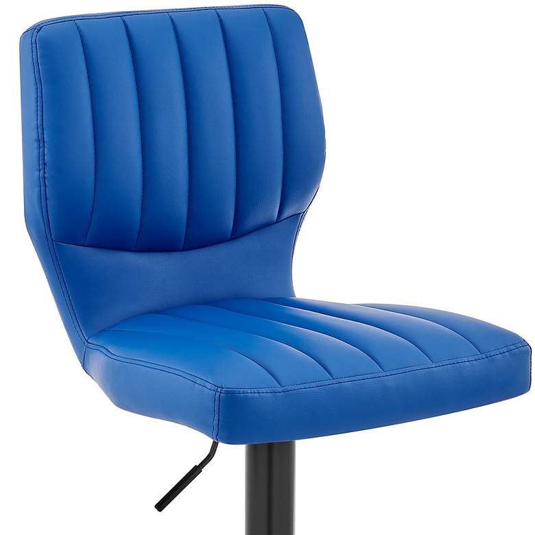 Image 3 Bardot Blue Faux Leather Adjustable Swivel Tufted Bar Stool more views