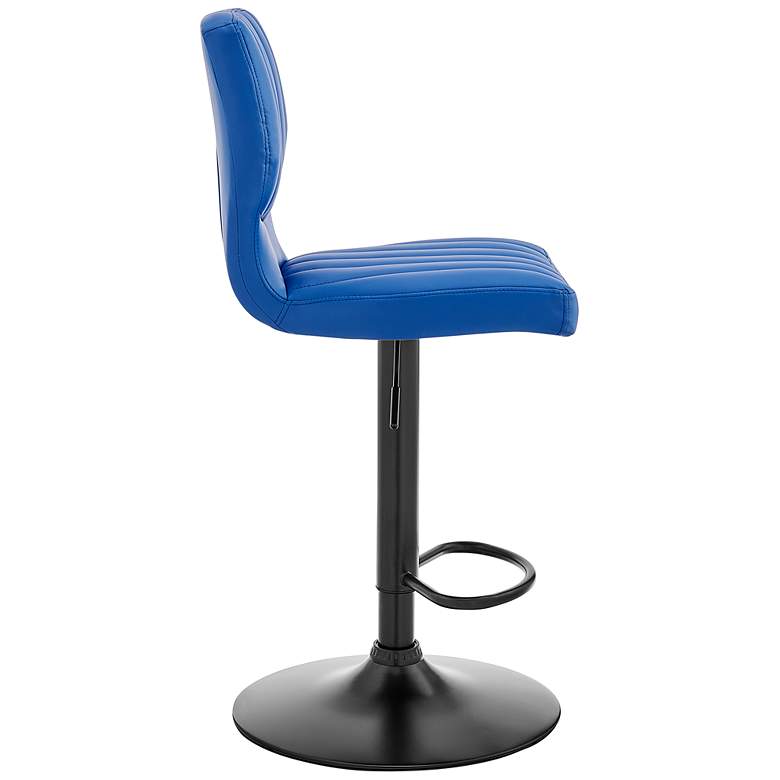 Image 5 Bardot Blue Faux Leather Adjustable Swivel Tufted Bar Stool more views