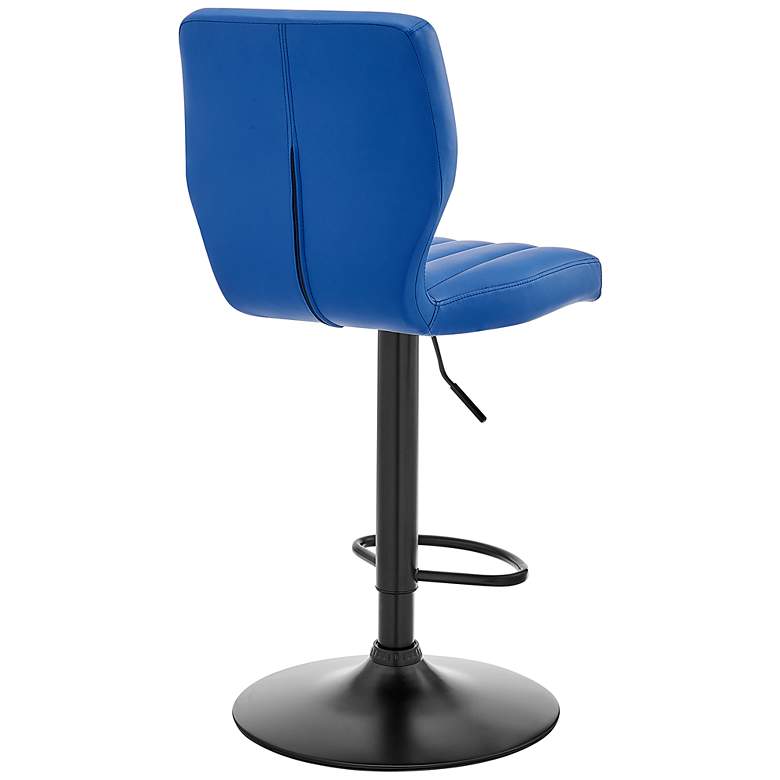 Image 6 Bardot Blue Faux Leather Adjustable Swivel Tufted Bar Stool more views