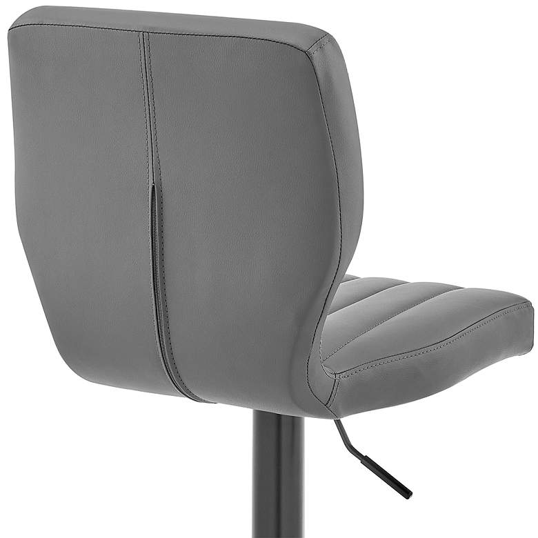 Image 4 Bardot Gray Faux Leather Adjustable Swivel Tufted Bar Stool more views