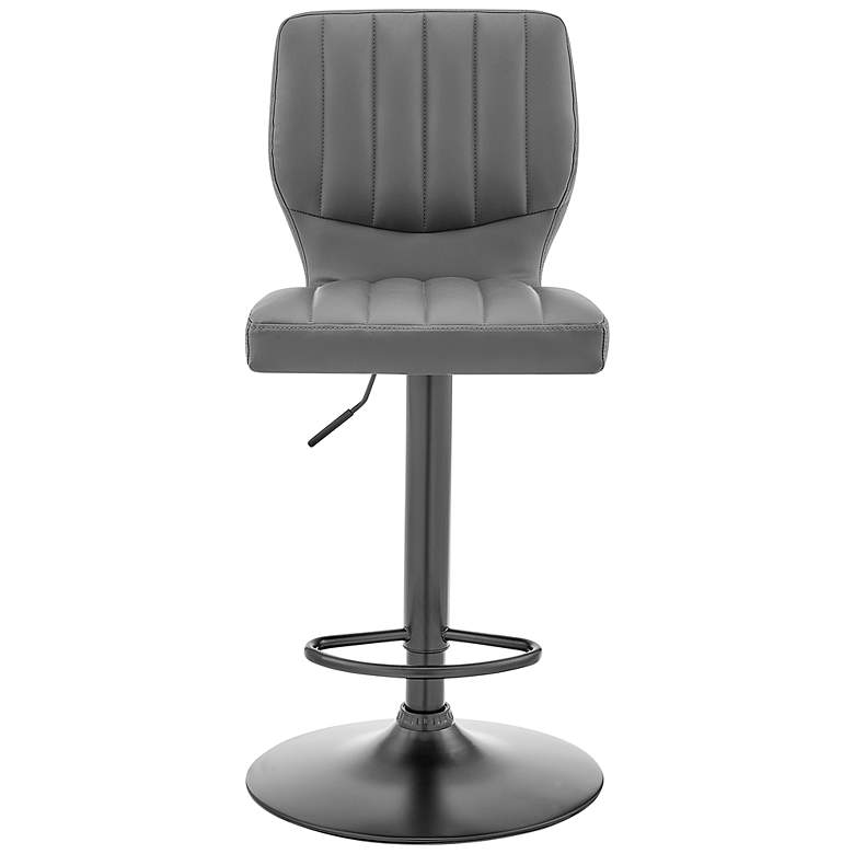 Image 5 Bardot Gray Faux Leather Adjustable Swivel Tufted Bar Stool more views