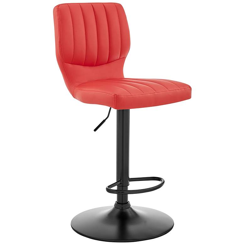 Image 2 Bardot Red Faux Leather Adjustable Swivel Tufted Bar Stool