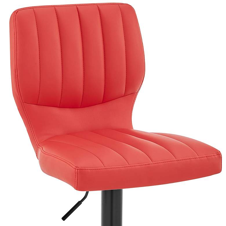Image 3 Bardot Red Faux Leather Adjustable Swivel Tufted Bar Stool more views