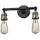 Bare Bulb 11" 2-Light Black Antique Brass Bath Light