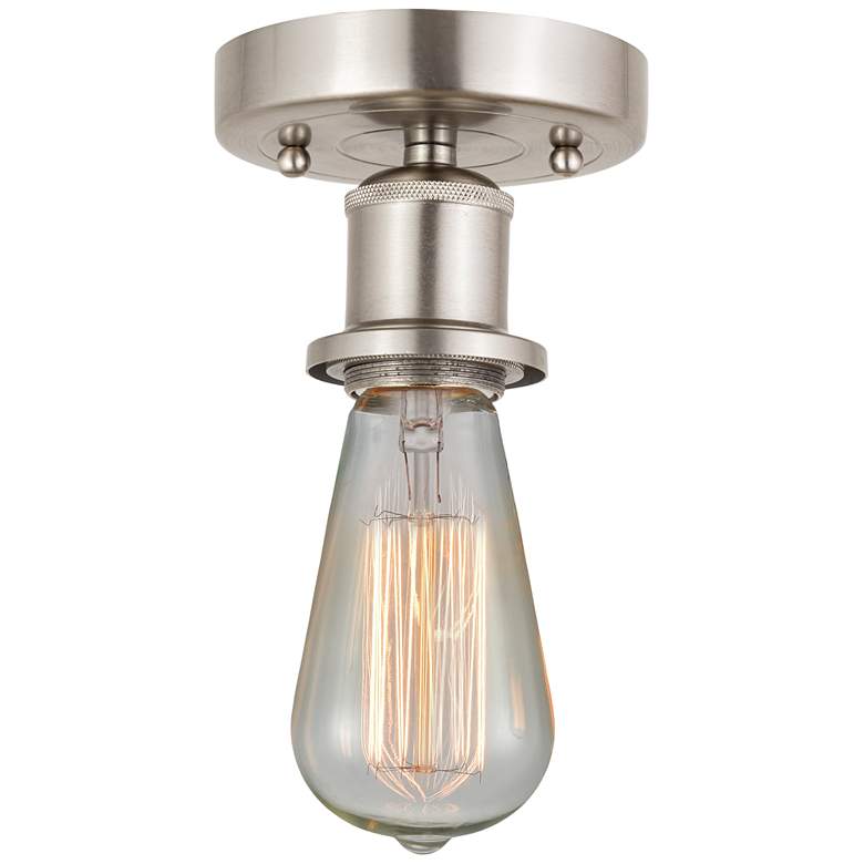 Image 1 Bare Bulb 2" Brushed Satin Nickel Semi Flush Mount